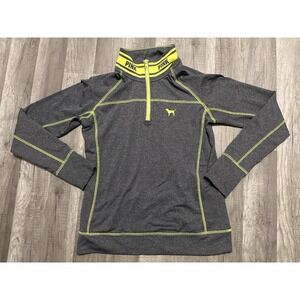 Victoria's Secret Ultimate Womens Medium Gray 1/4 Zip Sweatshirt Back Zip Pocket